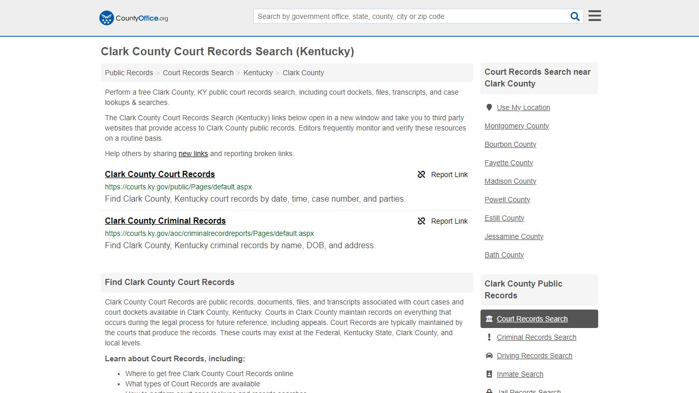 Court Records Search - Clark County, KY (Adoptions, Criminal, Child ...