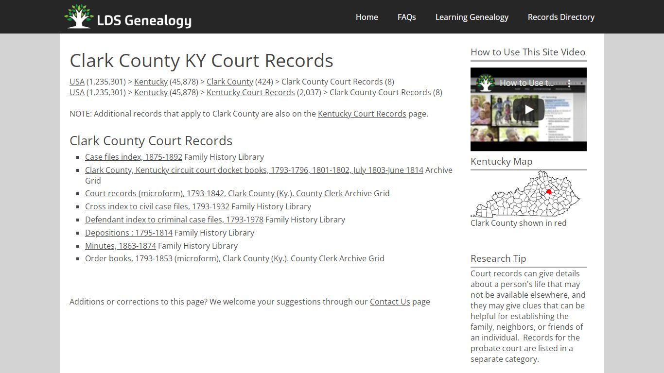Clark County KY Court Records - ldsgenealogy.com