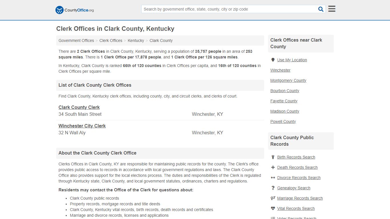 Clerk Offices - Clark County, KY (County & Court Records)